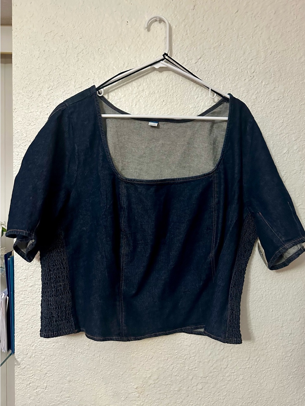 Old Navy Dark Blue Square Neck Short Sleeve Blouse